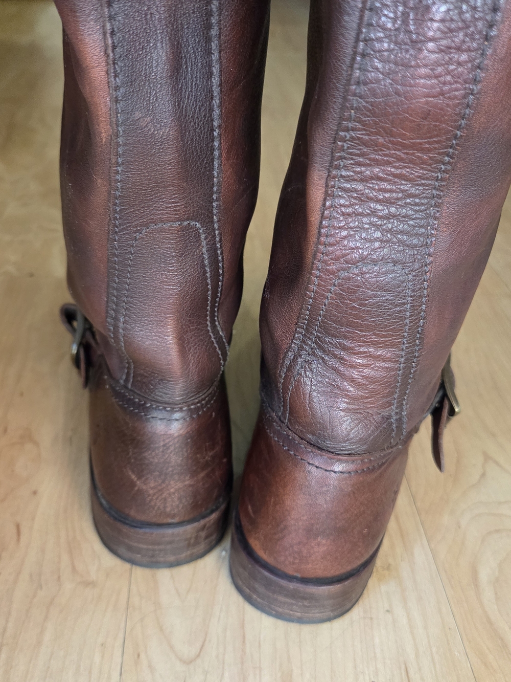 Vintage Frye Knee-High Veronica Slouch Boots With Harness And Buckle At Knee - Picture 6 of 10